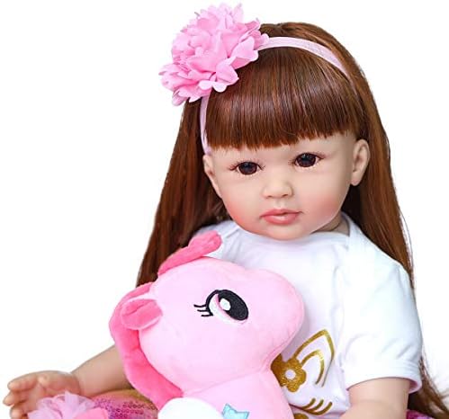24 Inch Reborn Baby Doll with Long Hair for Playtime