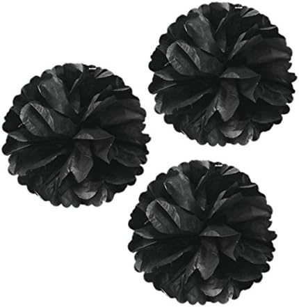 Allydrew 12 Inch Set of 3 Black Tissue Pom Poms