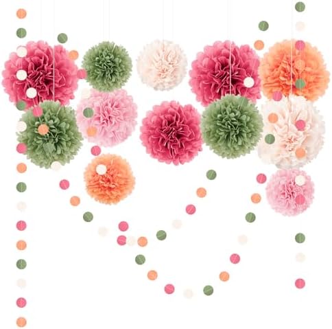 NICROLANDEE 15Pcs Pastel Tissue Pom Poms Decorations