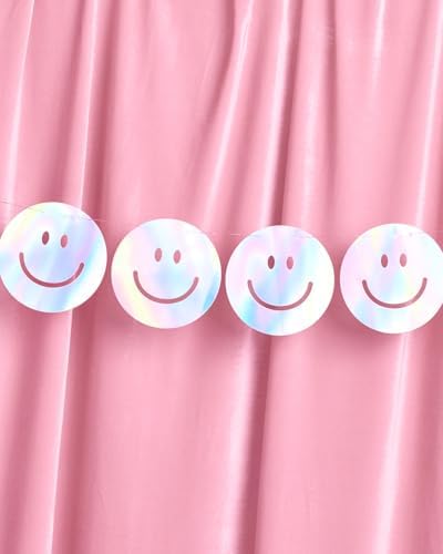 XO Fetti Smiley Banner - Iridescent 5 Ft