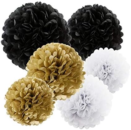 Fascola New Year Party Decor Kit Gold Black White