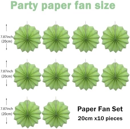 Bart Hew Green Hanging Paper Fans 8in DIY Set 30 Pack