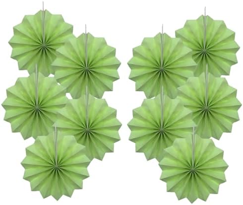 Bart Hew Green Hanging Paper Fans 8in DIY Set 30 Pack