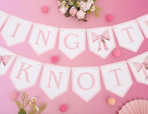 Tying The Knot Pink Bow Banner - Bridal Shower Decor