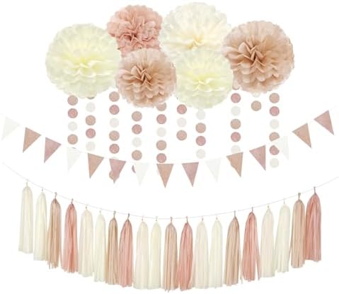 Champagne Gold Beige Boho Party Decor Kit 23pcs