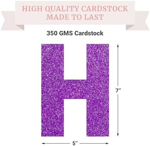 Pre-Strung Purple Glitter Happy Birthday Banner for Girls Women