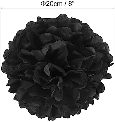 PATIKIL 8 Inch Black Tissue Pom Poms 5 Pack