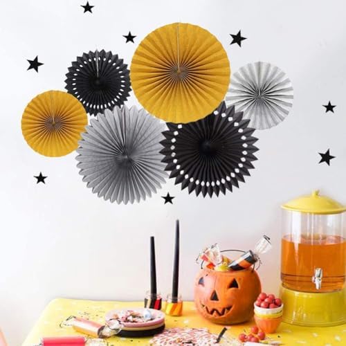 Decor365 Black Gold Silver Graduation Party Decor Fan Kit