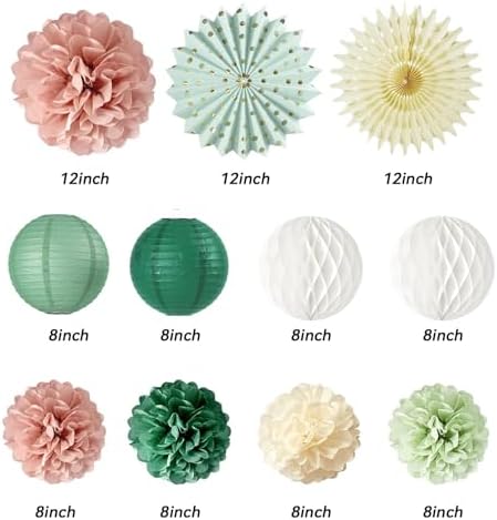 FunHot Sage Green and Dusty Pink Party Decorations Set