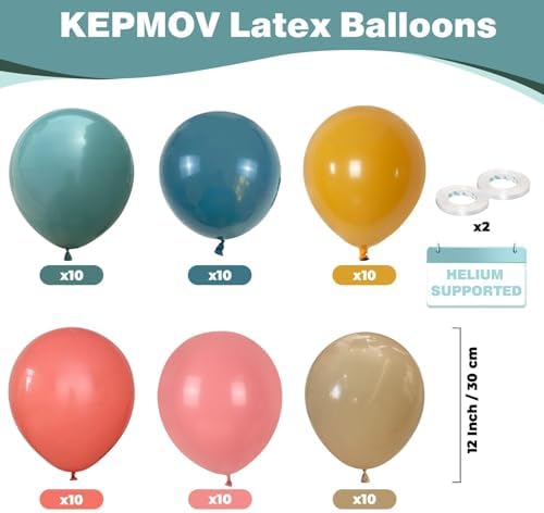 KEPMOV Boho Rainbow Balloons 60Pcs Set 12 Inch Decor