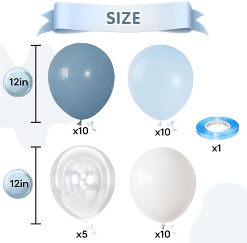 Togvu Dusty Blue Balloons 12 Inch Party Set