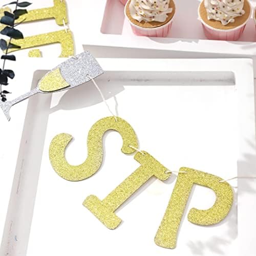 Sip Sip Hooray Banner - Gold Glitter Party Decor