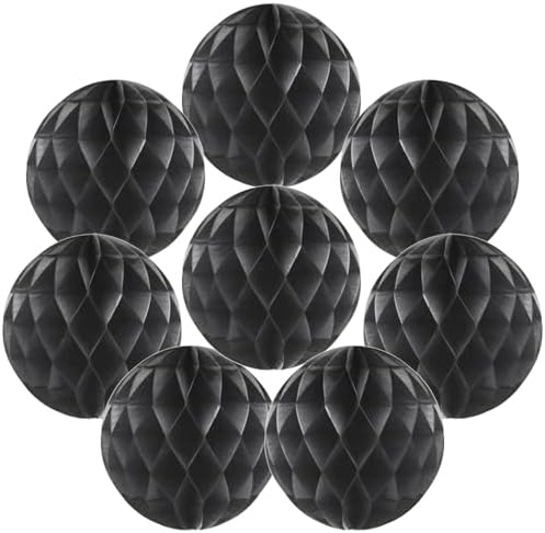 Yosawa 8 Pcs Paper Honeycomb Balls Decorations Black