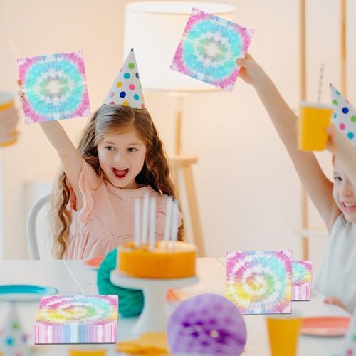 Tie Dye Birthday Napkins 40 Pcs Rainbow Party Decor
