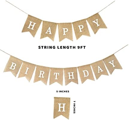 Burlap Happy Birthday Banner for Farmhouse Party Decorations