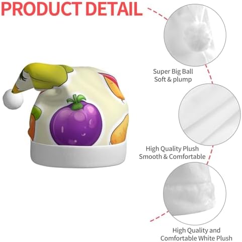 Personalized Santa Hat with Cartoon Vegetable Fruits Print