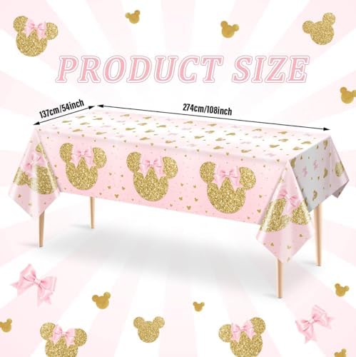3 Pink Mouse Head Tablecovers for Kids Birthday Party