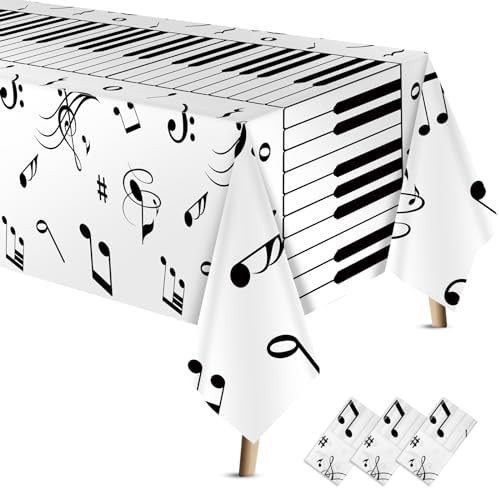 3 Pcs Musical Notes Tablecloth for Music Themed Parties