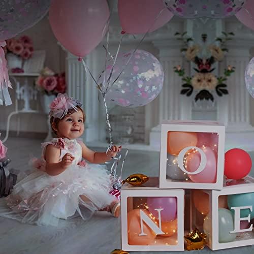 First Birthday Decorations 3Pcs Clear Boxes With ONE Letters Balloons