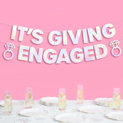 XO Fetti Its Giving Engaged Banner - Iridescent Foil 5 Ft