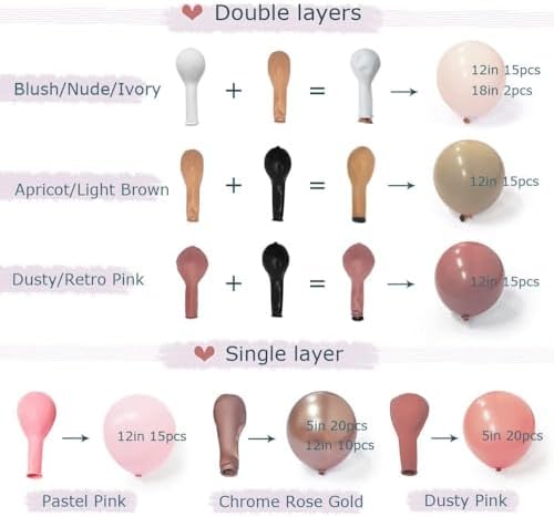 Dusty Pink Balloon Arch Kit 112pcs for Boho Parties