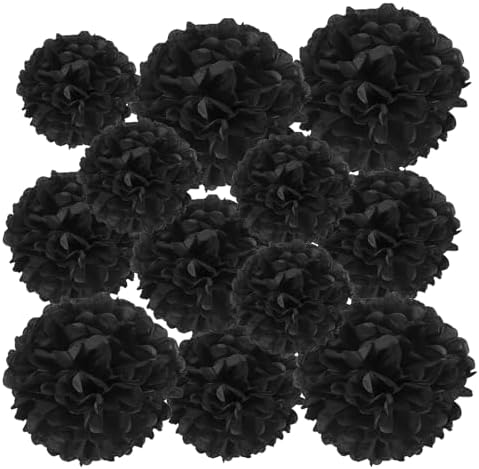 PATIKIL 468 Black Tissue Pom Poms for Decorations