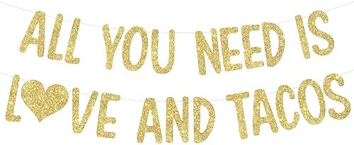 Mexican Fiesta Bridal Shower Decor Banner Gold