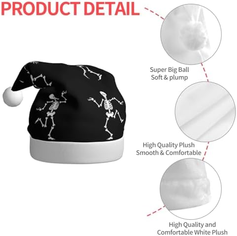 QINZHENG Skeleton Print Santa Hat for Women
