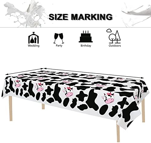 Inspireyee Cow Print Plastic Tablecloth Pack of 4 86x51 Inches