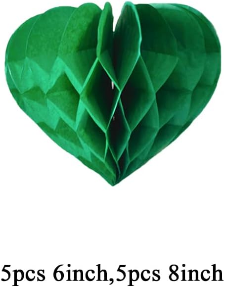 Heart Shaped Honeycomb Balls Party Decor 10pcs Dark Green