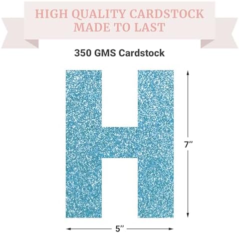 Light Blue Glitter Happy Birthday Banner - Pre-Strung