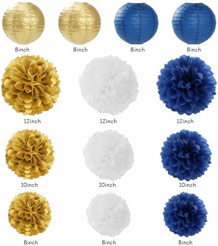 Blue White Gold Party Decorations 20pcs Kit
