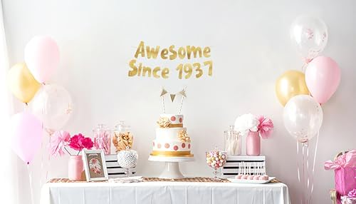 Awesome Since 1937 Gold Glitter Banner 88th Birthday Decor