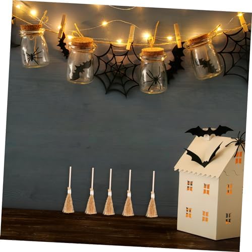 PRETYZOOM 10Pcs Mini Witch Brooms for Halloween Decor