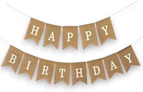 Burlap Happy Birthday Banner for Farmhouse Party Decorations
