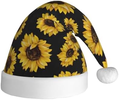 QINZHENG Golden Sunflowers Santa Hat for Women