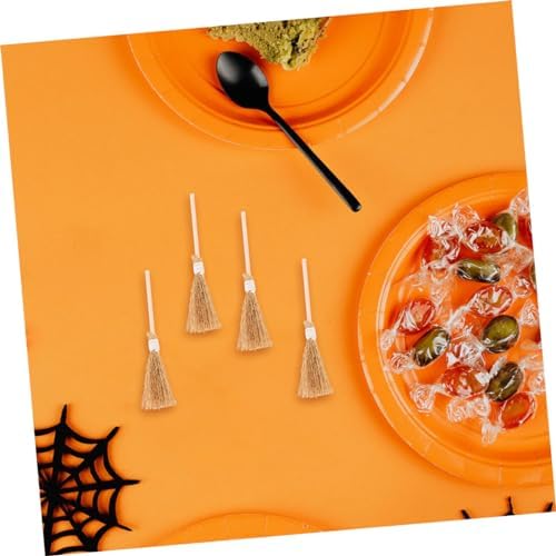 PRETYZOOM 12Pcs Mini Witch Brooms Natural Straw Decor