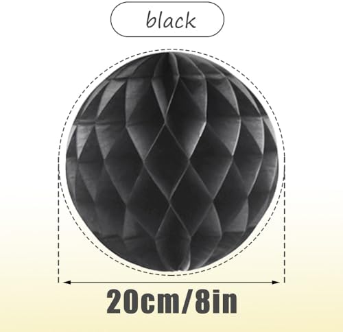 Yosawa 8 Pcs Paper Honeycomb Balls Decorations Black
