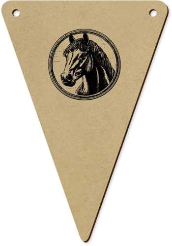 Azeeda 5pcs 140mm Horse Portrait Wooden Bunting Flags