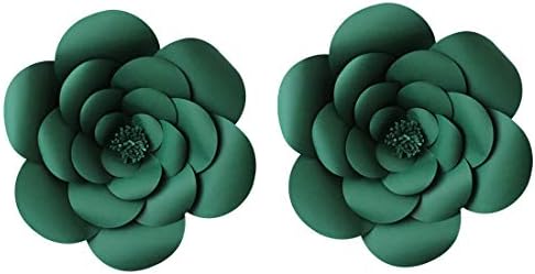 LG-Free 2pcs 12inch Dark Green Paper Flower Backdrop Set