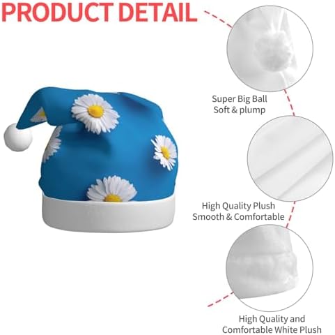 QINZHENG White Daisy Print Santa Hat for Women Adult
