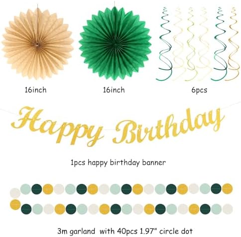 Sage Green Champagne Gold Birthday Decor 21pc Set