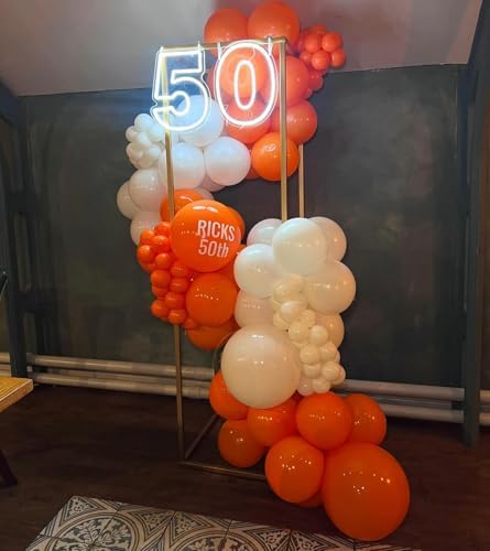Orange and White Balloon Arch Kit 140Pcs with Garland Strip and Glue Dots