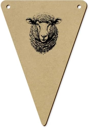 5 x 140mm Sheep Portrait Wooden Bunting Flags