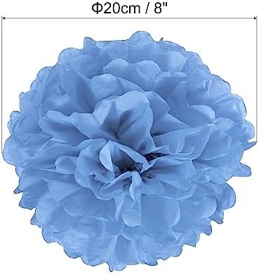 PATIKIL 8 Inch Lake Blue Tissue Pom Poms 5 Pack