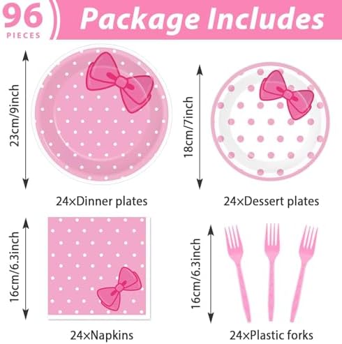 96 Pcs Pink Cat Party Supplies Set for 24 Guests