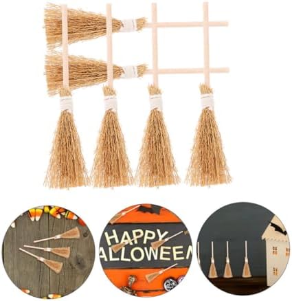 GLEAVI 12Pcs Miniature Witch Brooms Halloween Decor