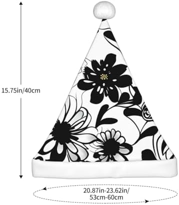 QINZHENG Black and White Flowers Santa Hat for Women