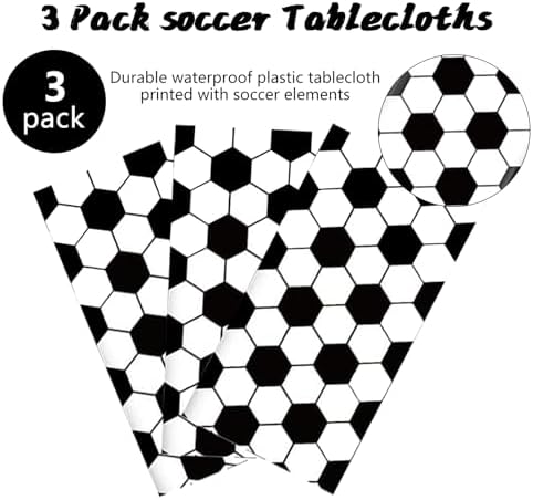 Kesfey Soccer Party Tablecloths 3 Pack 54x108 Inches