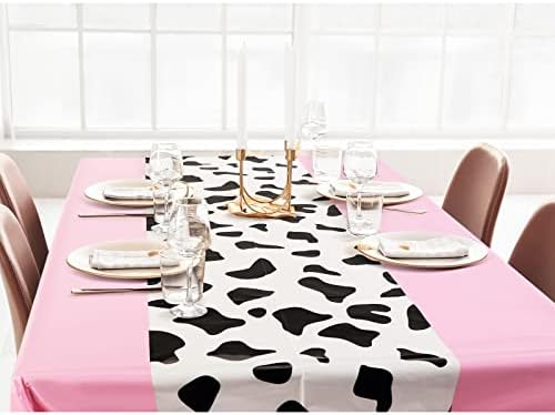 Oudain 4 Pcs Pink Cow Tablecloth for Parties